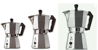 Three sizes of Bialetti Moka Express pots